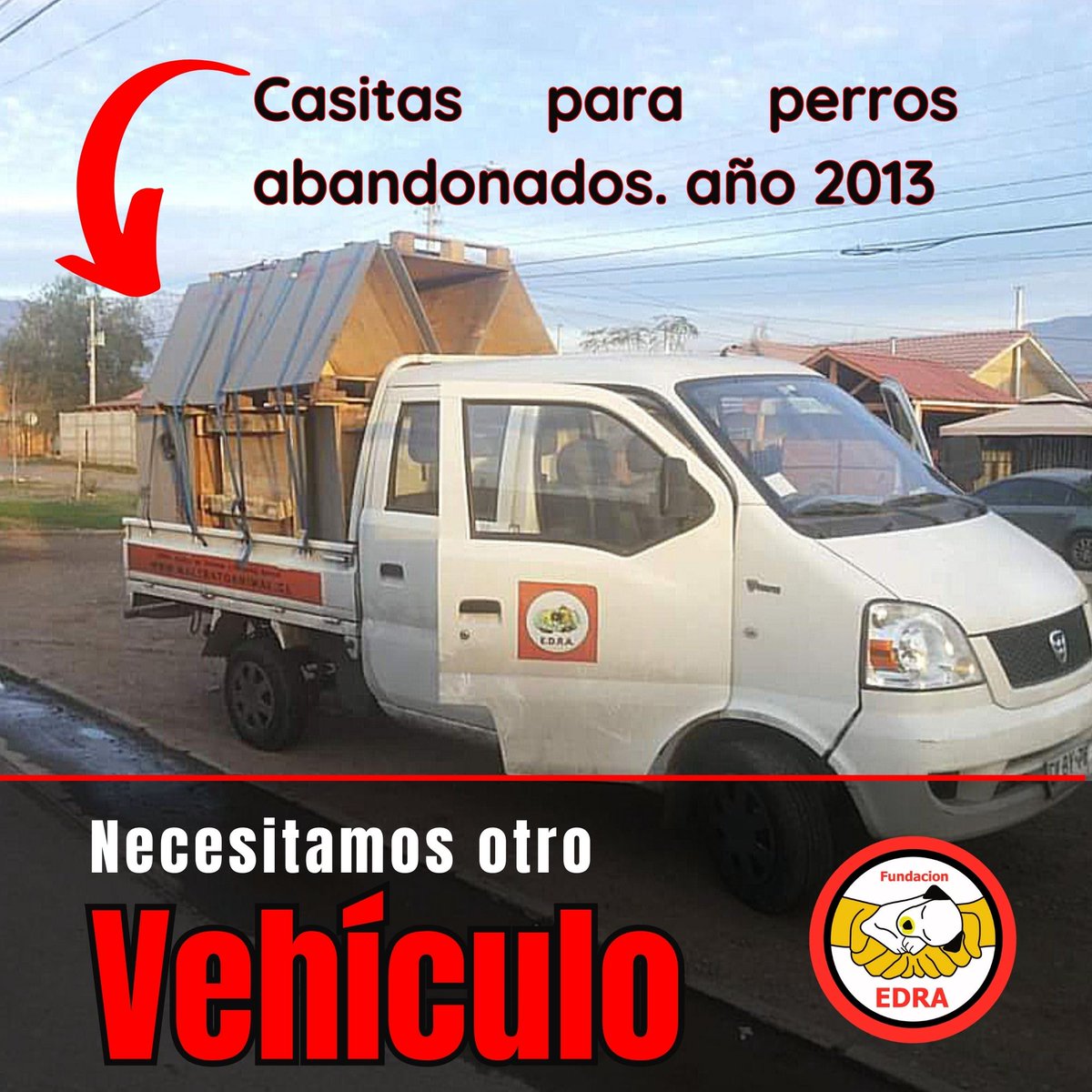 QUEREMOS Y NECESITAMOS AYUDAR A MÁS ANIMALES Y RESCATISTAS.
Nuestra camioneta tiene solo 1.100 CC , 11 años de vida y 150.000 Km de recorrido. 
Puede ser 4X4 idealmente, o algún camión 3/4!de carga. Pero la verdad es que cualquier vehículo es bienvenido con tal de seguir adelante