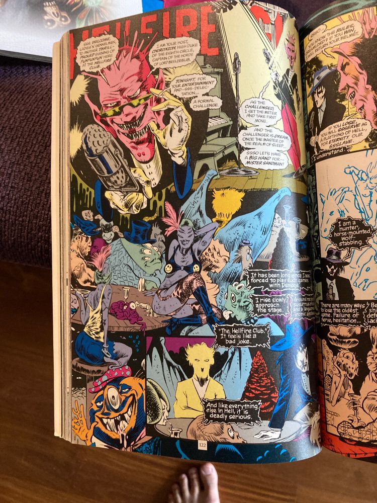 RonDanChan's tweet photo. Sandtember Day 1! Every day in September (until it's done) I will add more devils, demons, and other underworld denizens to this scene recreation commission of Dream's battle of wits in hell from Sandman Vol 1. #sandtember https://t.co/SBJcrG9tiF