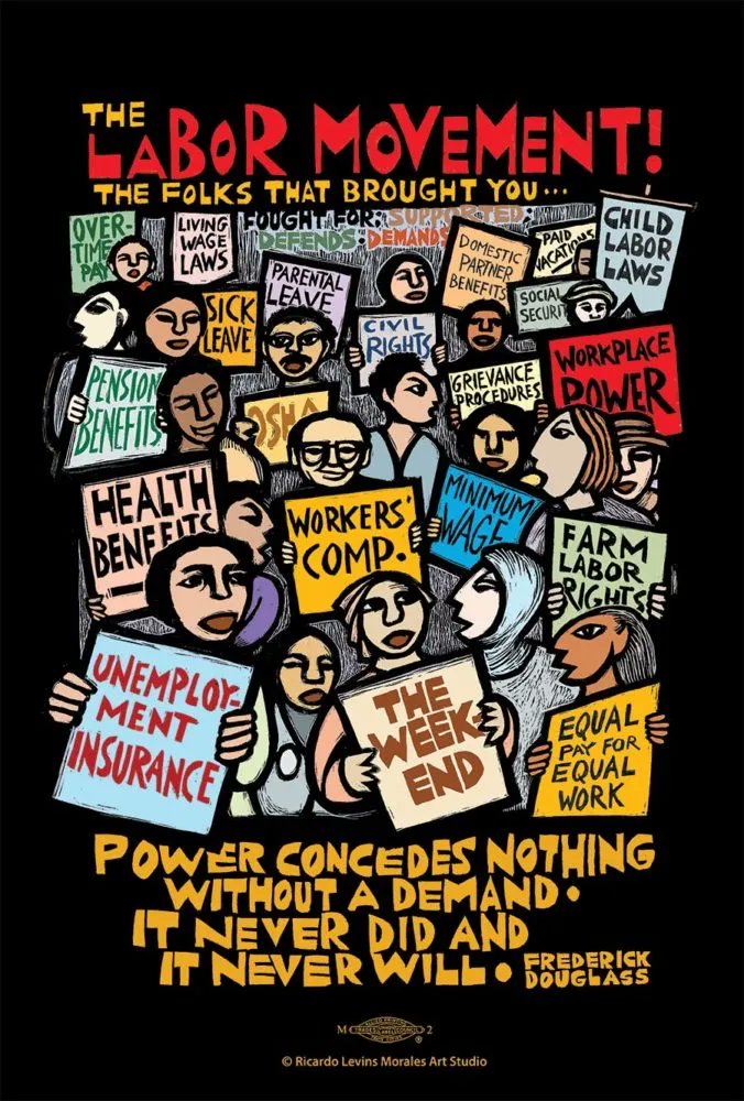 Enjoy this holiday weekend, brought to you by the labor movement 💪 #UnionStrong #LaborDay

Art: Ricardo Levins Morales