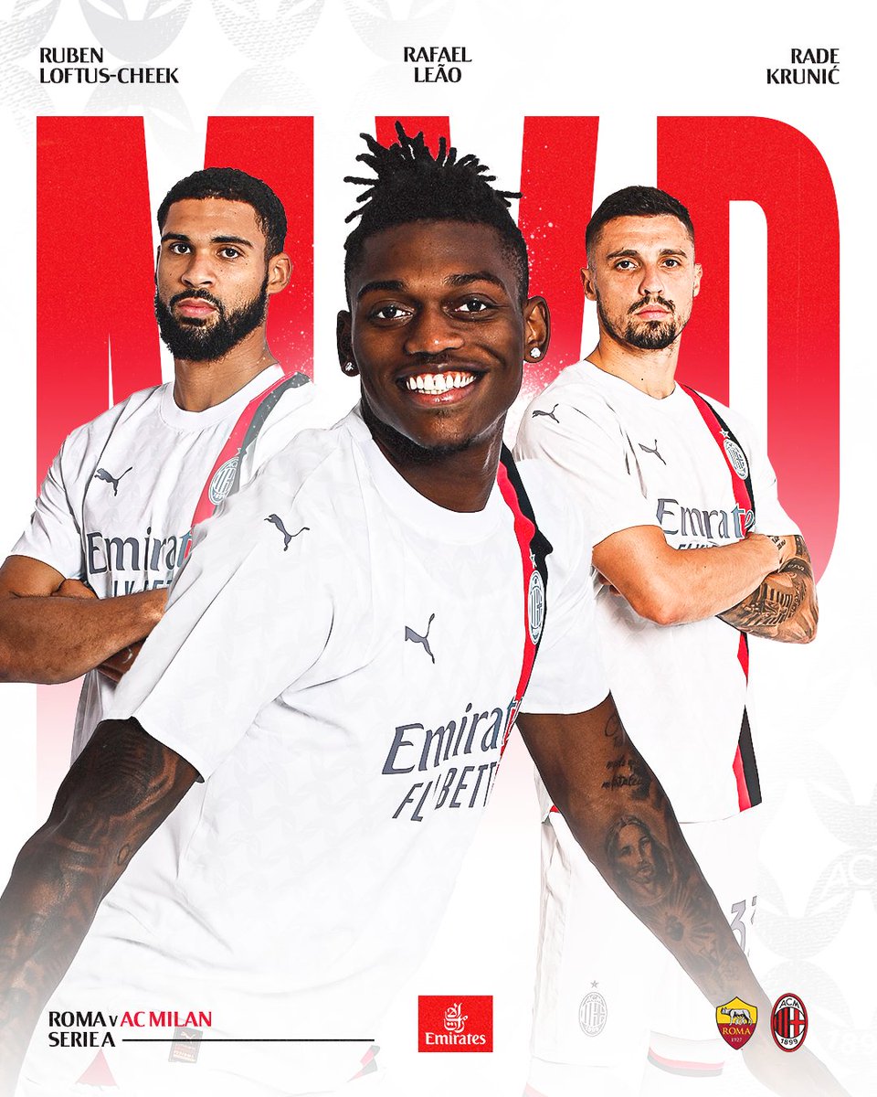 acmilan's tweet image. First goal and first @emirates MVP of the season 🏄
 
Con un goal spettacolare, Rafa è l'MVP di #RomaMilan 🤙
 
#SempreMilan
