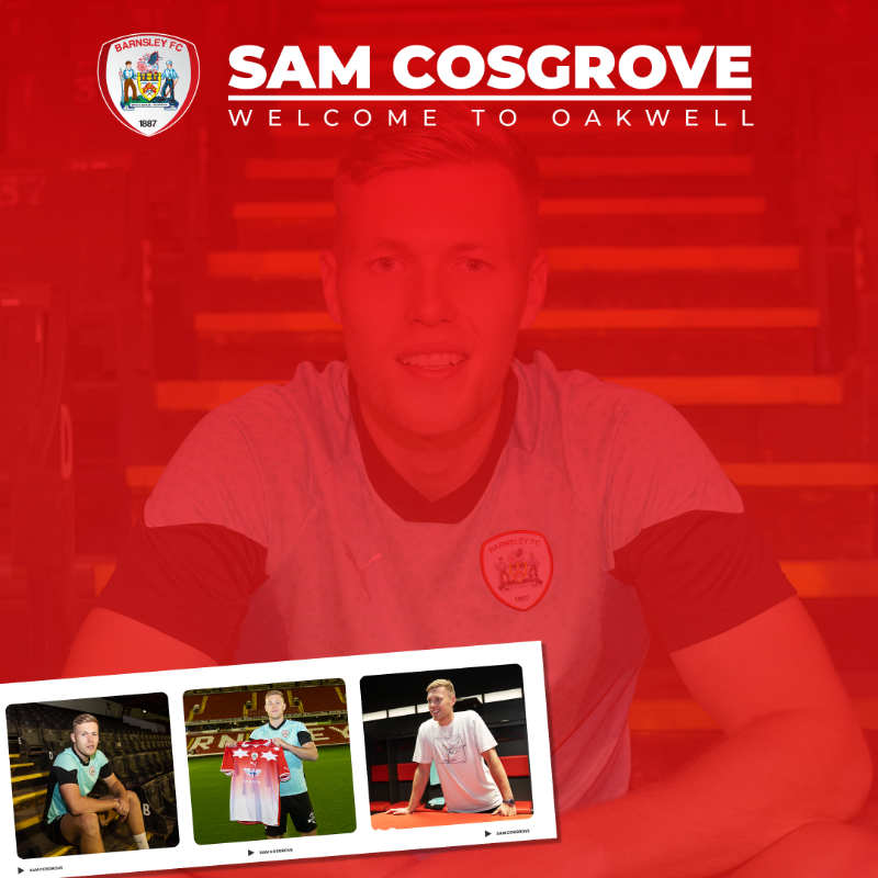 BarnsleyFC's tweet photo. 🤝 Welcome to Oakwell, Sam Cosgrove!

The striker signs on a permanent deal 👊