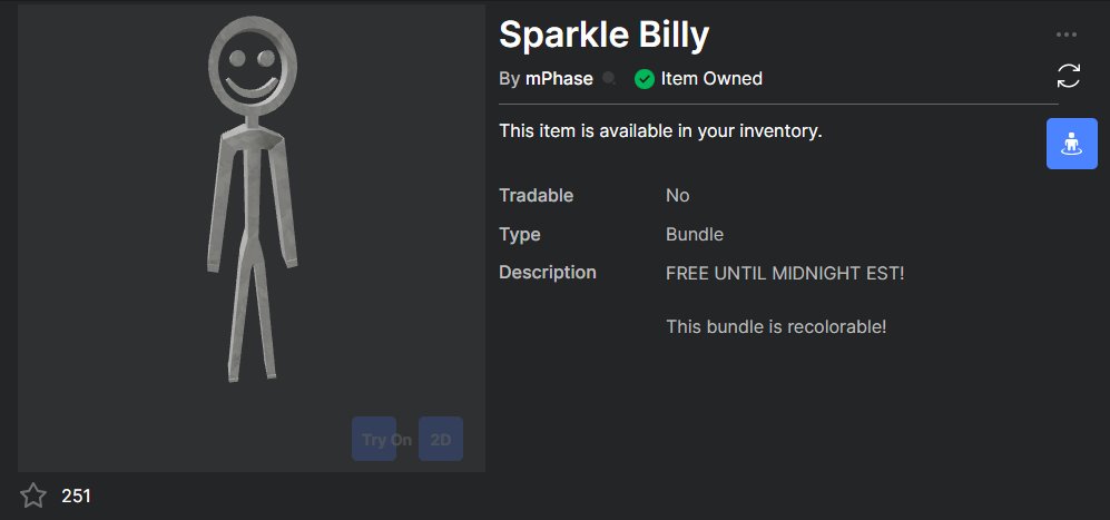 FreeUGCBundle's tweet photo. Get the new "Sparkle Billy" Bundle for Free!
Limited Time: Unknown 

https://t.co/x3CAXdmWcC

#FreeRobloxUGC #RobloxUGC #FreeUGC #FreeBundles #FreeBundle #UGC https://t.co/Vf62IvXZRA
