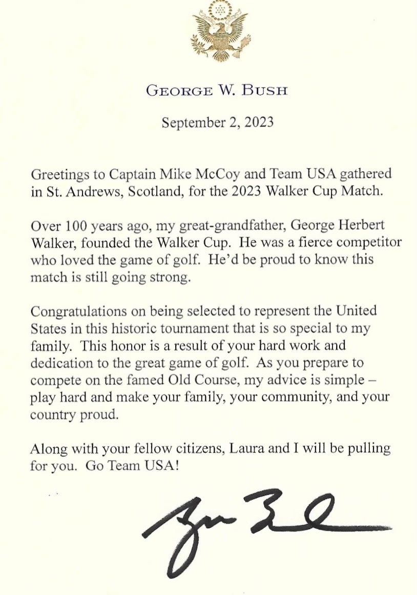 A letter from President Bush 🇺🇸 #WalkerCup
