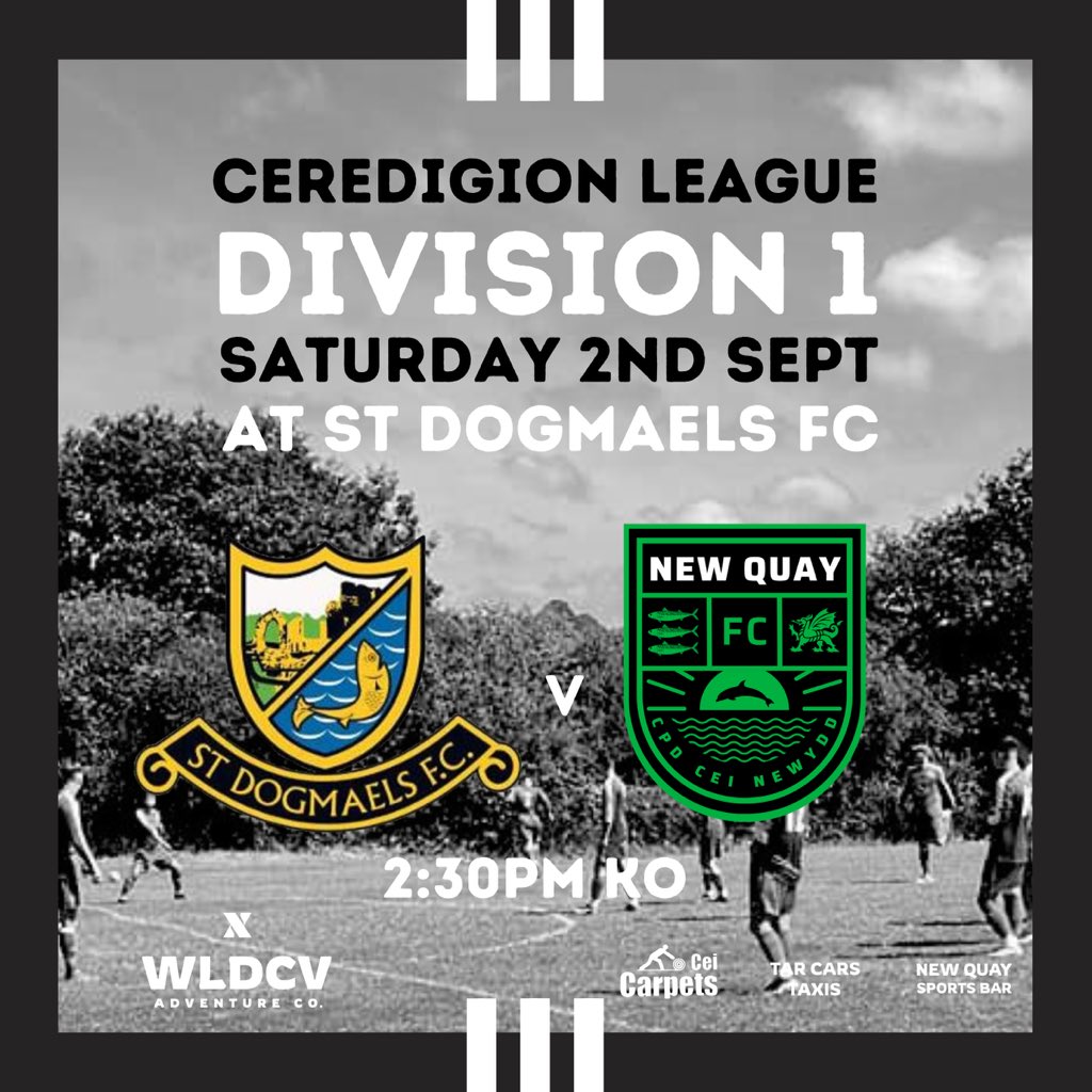 Next Fixture:

Join the Mackerel Men on the Road!

🏆 Ceredigion League, Div 1
🎥 St Dogs v New Quay
⏰ KO 2:30pm
📆 Sat 2nd Sept
🏟 At St Dogmaels
 
#MackerelMen 🟢⚫️🎣⚽️