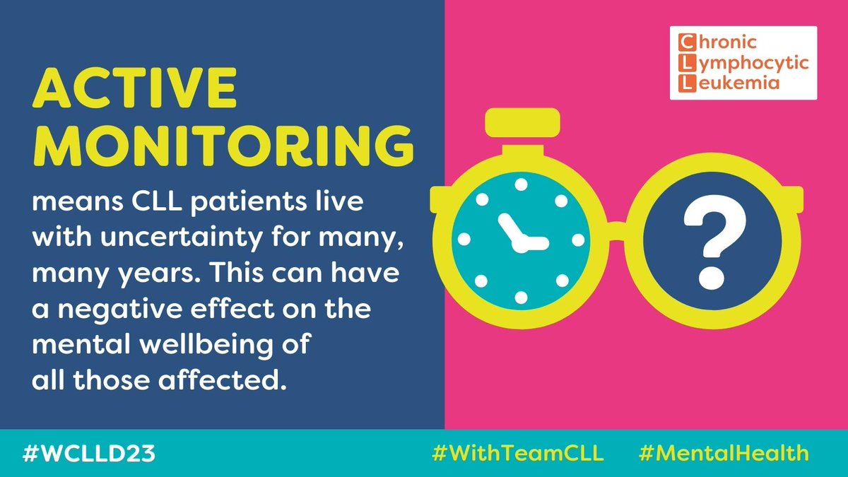 wclld's tweet photo. PLS repost - #CLL patients often don´t begin treatment right away. The watch &amp; wait approach is the current standard of care. Patients are often scared &amp; feel that their life is on hold.   
🔗 https://t.co/CVPvBnfNuD 
#WCLLD23 #WithTeamCLL #MentalHealth https://t.co/eyJUsQZXVx