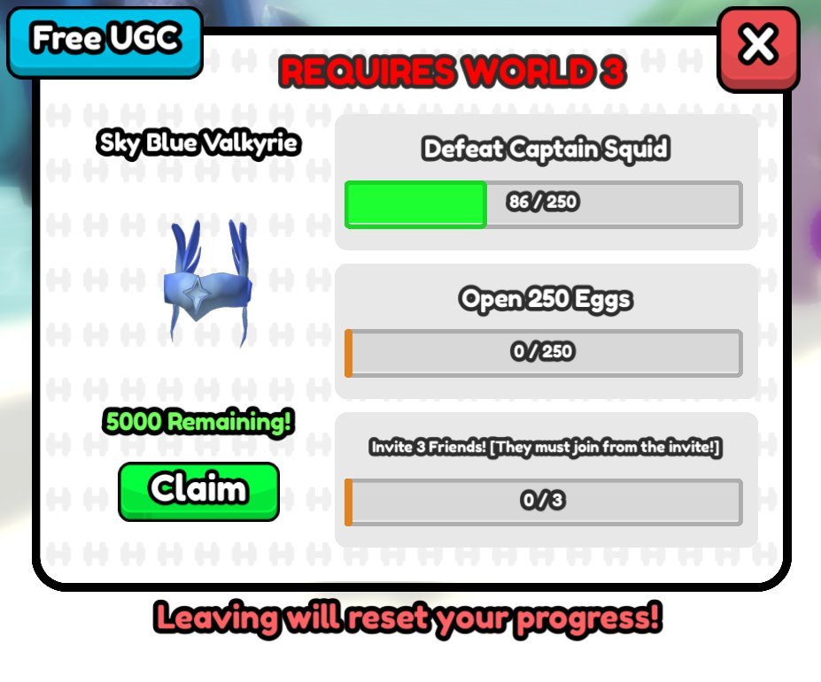 Get the FREE "Sky Blue Valkyrie" UGC in Tug Of War Simulator!  

Only 5000 Left!!   

#RobloxUGC #RobloxUGCLimitedfree #ROBLOX roblox.com/games/13771790…