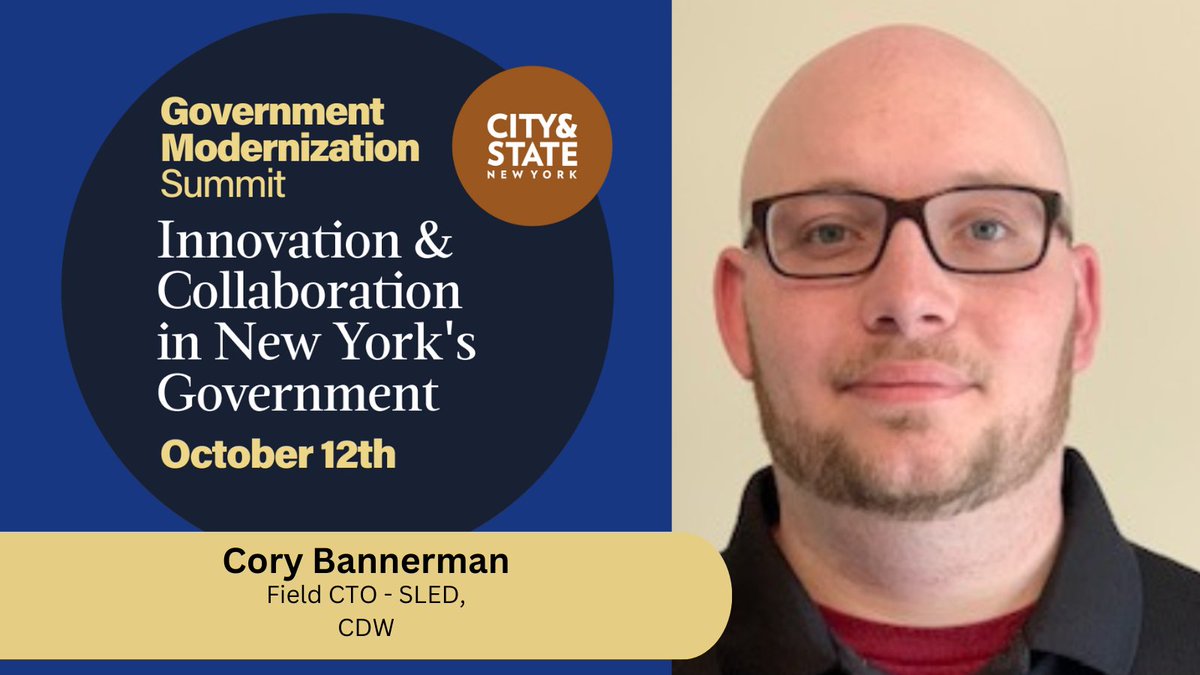 CSNY_Events's tweet image. On 10/12, join us for a panel on upgrading infrastructure in New York at the #GovModernization Summit featuring @CDWCorp&apos;s Cory Bannerman! Find out more &amp;amp; register here: bit.ly/3DqXfAW
