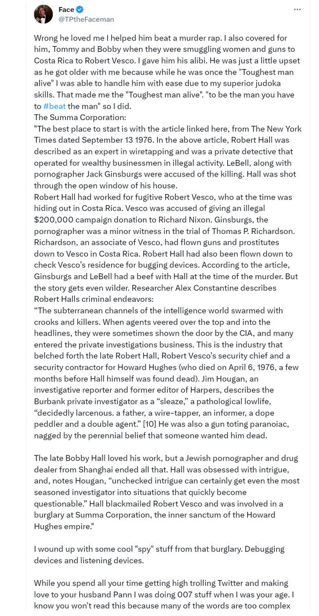 David has confessed to multiple felonies, including conspiracy, to conceal a homicide. He's such a hateful liar and bigot that his own family disowned him and he was cut from the will