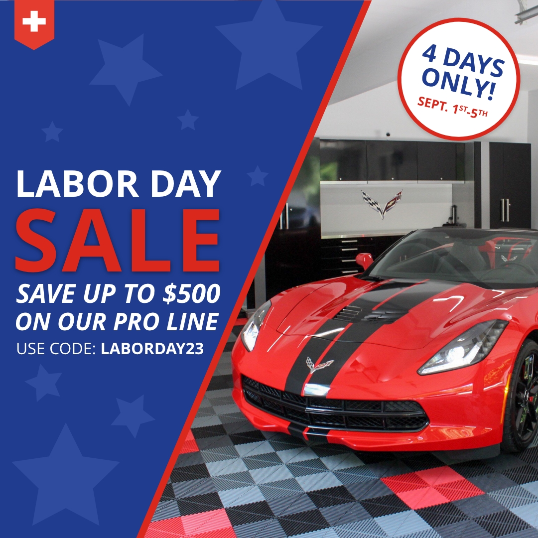 🏎️ 🏎️ 🏎️ Rev up your engines and shift into savings this #LaborDay with up to $500 off!

Use promo code LABORDAY23 to transform your #garage with the world's finest modular #flooring