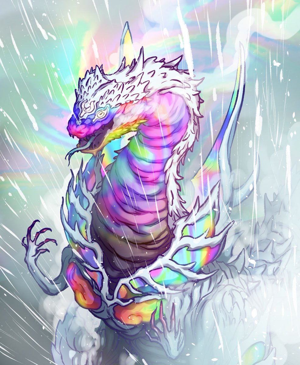 no humans rainbow solo open mouth rain monster claws general  illustration images