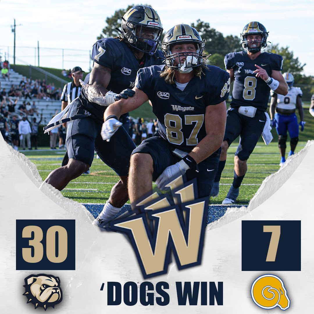Wingate Bulldogs (@wu_bulldogs) on Twitter photo BULLDOGS WIN!!!!!!!
<a href="/WingateFb/">Wingate Bulldogs Football</a> rolls past Albany State for its 11th straight season-opening dub!
#OneDog BULLDOGS WIN!!!!!!!
<a href="/WingateFb/">Wingate Bulldogs Football</a> rolls past Albany State for its 11th straight season-opening dub!
#OneDog