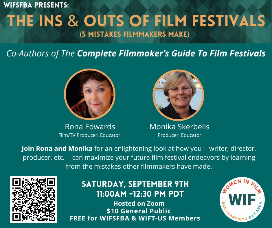 WIFSFBA is proud to host the Ins and Outs of #film #Festivals tomorrow, 9/9 @ 11am PT. Get your tix using the QR code or by clicking here: rb.gy/bz2we

#films #filmproduction #producer #womensupportingwomen #womenfilmmakers #webinar #womenprofessionals #filmmarketing