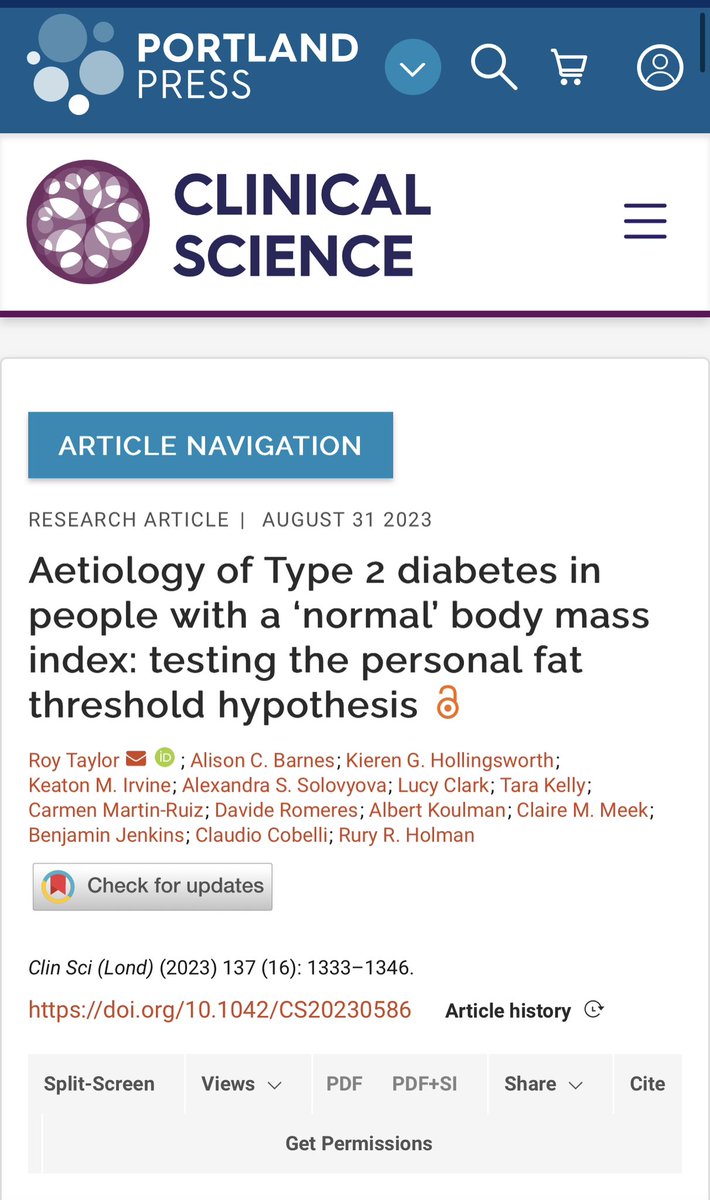 ReTUNE provides evidence for the personal fat threshold hypothesis, which explains the most common etiology of the metabolic complications of obesity.

70% of participants with normal BMI and T2D place their disease in remission with wt reduction (6.5%).

portlandpress.com/clinsci/articl…