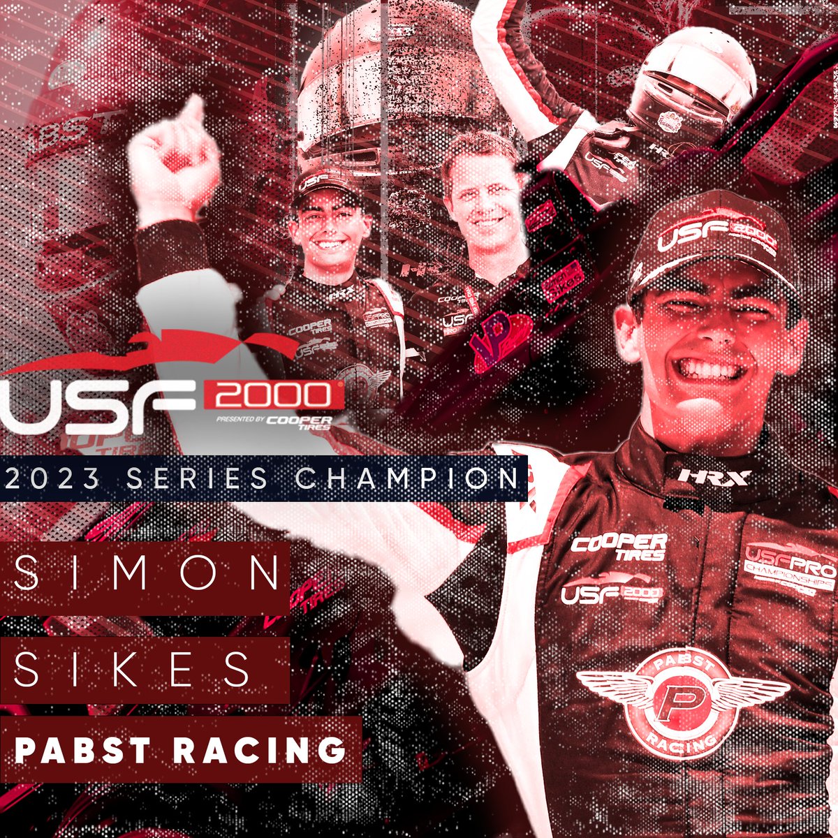 USF2000's tweet image. SERIES. CHAMP.

A masterclass of a season by Simon Sikes sees the @PabstRacing driver clinches the 2023 USF2000 series title 💪🏆

The August, GA driver secures a @DiscountTire Driver Advancement scholarship valued at $433,200 to move to @USFPro2000 🔥

#USFPro | #TeamCooperTire
