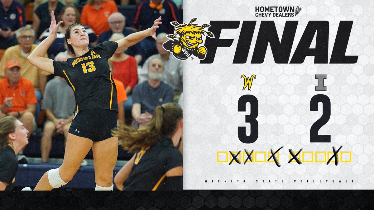 GoShockersVB's tweet photo. Champaign: 𝐏𝐎𝐏𝐏𝐄𝐃 🍾

A B1G road win! https://t.co/5zomAcYme3