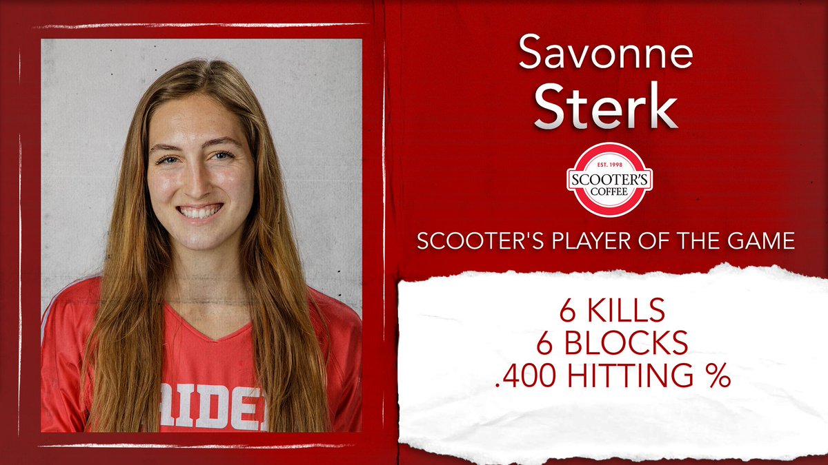 VB | Recording six blocks and six kills in the sweep of Park, 𝙎𝙖𝙫𝙤𝙣𝙣𝙚 𝙎𝙩𝙚𝙧𝙠 is your <a href="/scooterscoffee/">Scooter's Coffee</a> 𝙋𝙡𝙖𝙮𝙚𝙧 𝙤𝙛 𝙩𝙝𝙚 𝙂𝙖𝙢𝙚!

#RaidersStandOut | <a href="/NWCVolleyball/">NWC Volleyball</a>