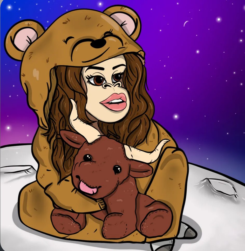 @nftcollector369 @Christiana0 @BaeApes Welcome welcome @Christiana0 Glad you have arrived in full. Just remember to stay snuggly warm Like this gorgeous @BaeApes #NFTCollection #NFTCommmunity #NFTartists #nftart #NFTs