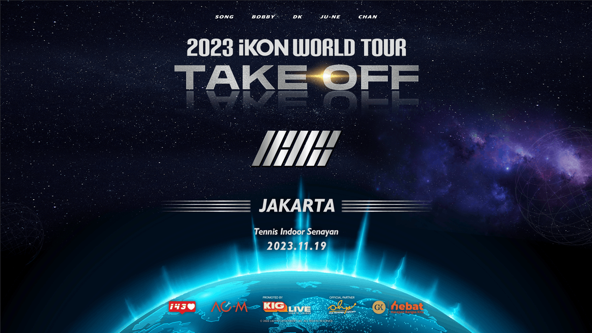 Indonesian iKONICS, it’s finally your turn! 
We are SO READY for 2023 iKON WORLD TOUR TAKE OFF in JAKARTA on 19 November 2023 at Tennis Indoor Senayan. 

Ticket details are coming your way soon! 

#iKONtakeoffinJakarta #iKONinJakarta #KIGLive #CreateLouder