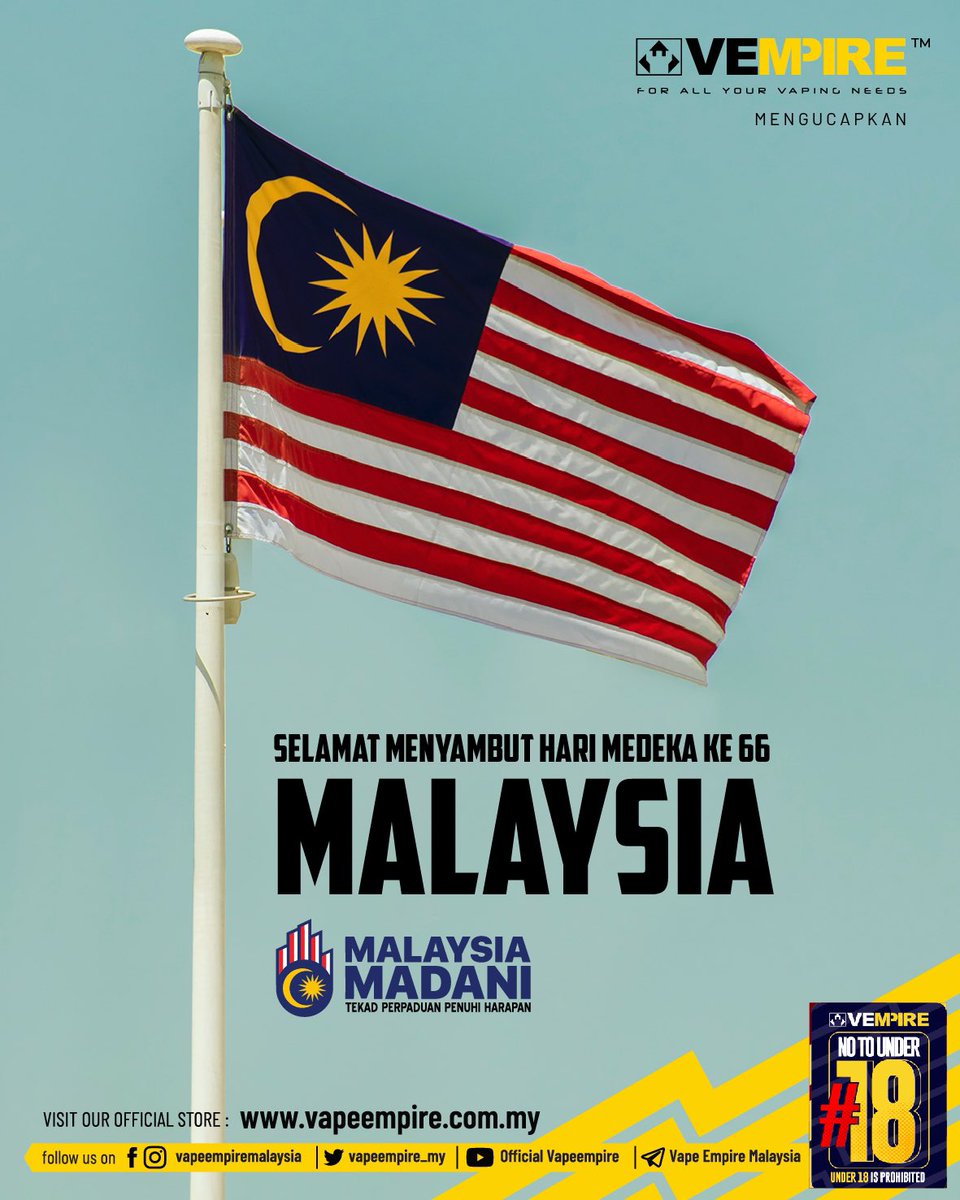 Vempire_my's tweet photo. Happy 66th Merdeka! May this year bring prosperity, unity, and continued progress to our nation.
Let's celebrate the spirit of freedom and diversity that makes our country truly special.
#vempiremalaysia #merdeka #merdekake66🇲🇾 #prosperity #malaysia https://t.co/fQSJabJ5Sd