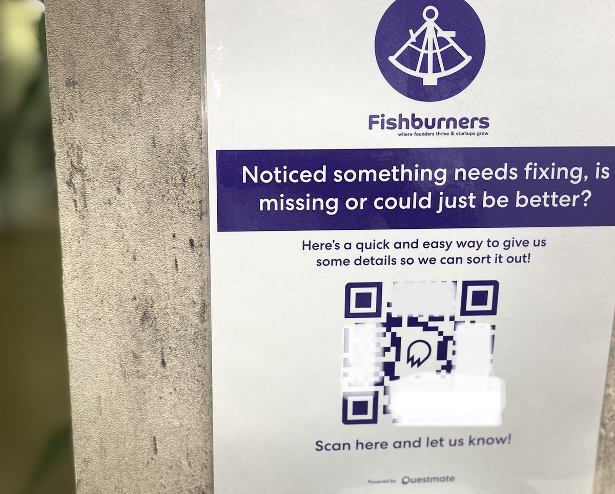 LeanStartupSyd's tweet photo. Great to see @questmateapp #Questmate #app out in the wild in use at @Fishburners in #Sydney for reporting broken/missing items or incidents etc. #workflow #Productivity  #StartOz #startupAUS @sreuter #NoCode No Code workflows https://t.co/V1EL0DhLJ1 https://t.co/jvfVfl1fcn