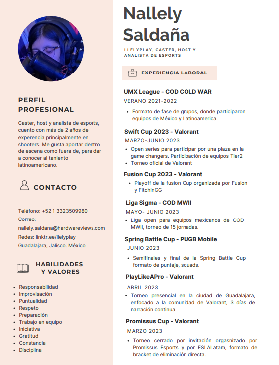 LlelyPlay's tweet photo. Hola gente para esta temporada de off-season aprovecho para compartirles mi CV con exp dentro de Valo y COD principalmente pero abierta a expandirme a mobiles y a otros shooters. 

Los RT, y los V se aprecian muchisimo. Soy una persona muy comprometida y con ganas de crecer 🫶 https://t.co/YTb0NJKyj6