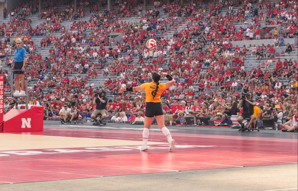 Here’s our Allie Petry this afternoon/evening at Memorial Stadium. Safe to say no Sainte has competed in front of more fans!