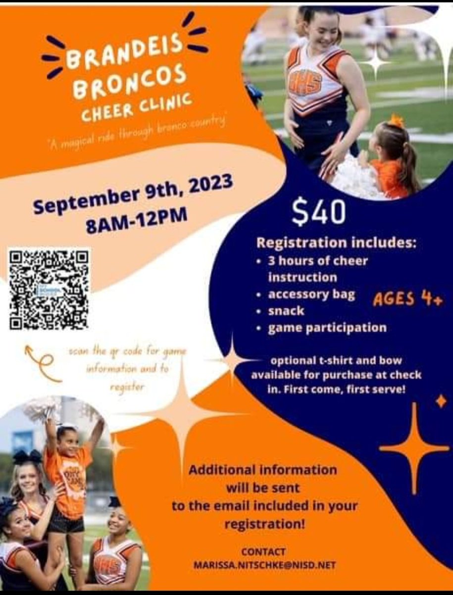 @VLS_87 (@87vls) on Twitter photo Join the fun! Hang out with your favorite cheerleader at the Bronco Cheer Clinic & cheer at the Brandeis football game! <a href="/NISDScobee/">Scobee Elementary</a> <a href="/NISDSteubing/">Steubing Elementary</a> <a href="/NISDStinson/">Stinson MS NISD</a> <a href="/NISDGarcia/">Dr. Hector P. Garcia MS</a> <a href="/NISDMay/">May Elementary</a> <a href="/NISDWanke/">Wanke Elementary</a> <a href="/NISDBOONE/">Murray E. Boone</a> <a href="/NISDBeard/">Beard Elementary</a> <a href="/NISDLeonSprings/">Leon Springs Elementary</a> <a href="/ninacadenaaa5/">nina cadena</a> <a href="/BrandeisCheer_/">Brandeis High School Cheer</a> Join the fun! Hang out with your favorite cheerleader at the Bronco Cheer Clinic & cheer at the Brandeis football game! <a href="/NISDScobee/">Scobee Elementary</a> <a href="/NISDSteubing/">Steubing Elementary</a> <a href="/NISDStinson/">Stinson MS NISD</a> <a href="/NISDGarcia/">Dr. Hector P. Garcia MS</a> <a href="/NISDMay/">May Elementary</a> <a href="/NISDWanke/">Wanke Elementary</a> <a href="/NISDBOONE/">Murray E. Boone</a> <a href="/NISDBeard/">Beard Elementary</a> <a href="/NISDLeonSprings/">Leon Springs Elementary</a> <a href="/ninacadenaaa5/">nina cadena</a> <a href="/BrandeisCheer_/">Brandeis High School Cheer</a>