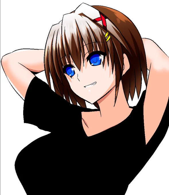 やっぱはやてちゃんはこういう顔させたくなるのであった。原稿は素っ裸だから黒いTシャツ着てもらったのである 