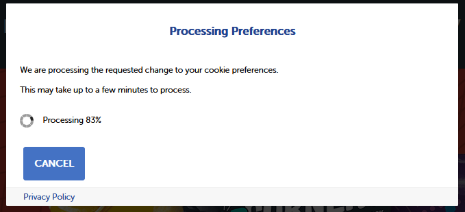 a PROGRESS BAR for saving cookie preferences???