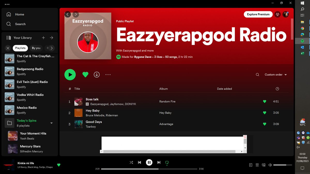 @Eazzyerapgod1 Hello @Eazzyerapgod1. 

I am following you on Spotify and now I am also following your Spotify Radio.

Here is my radio if you want to follow me too? open.spotify.com/playlist/37i9d…