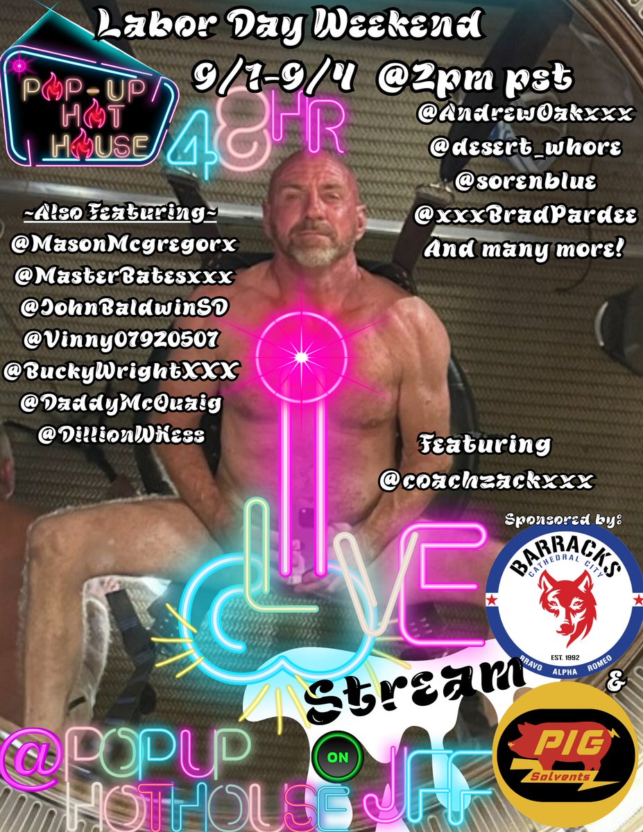 popuphothouse's tweet photo. Only 16hrs left for a $1.00 subscription @ https://t.co/AuPxxnQupe
48hrs of a live, sex party weekend for JFF creators. 
So excited to feature this stud with a big.. Heart💖😈 @coachzackxxx in this weekends production from @popuphothouse 🍑🍆😈⁉️🧼🏋️🖌️🧼🍑🍆🍑🤏 https://t.co/98Myc0bk11