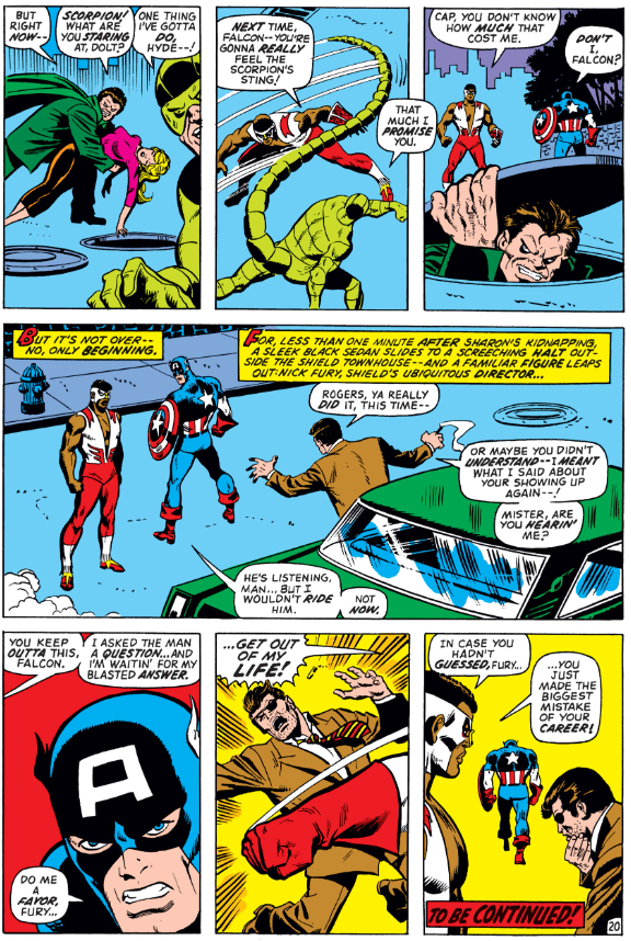 MarvelADay's tweet photo. #MarvelADay #Cap151 Oof. The bad guys get away with Sharon Carter, and Cap's relationship with Nick Fury takes a turn for the worse. We'll pick up here tomorrow! - JRW https://t.co/WTArV9CfJs