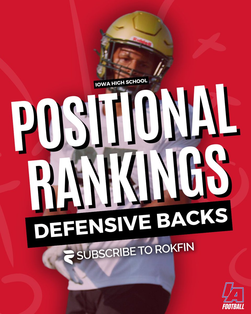 🏈DB POSITIONAL RANKINGS🏈

We've got the top 5⃣ defensive backs in each class, and you check them out today on Rokfin! We're dropping the rest of the position groups throughout the week!

READ HERE: rokfin.com/IAfootball

#IAfootball