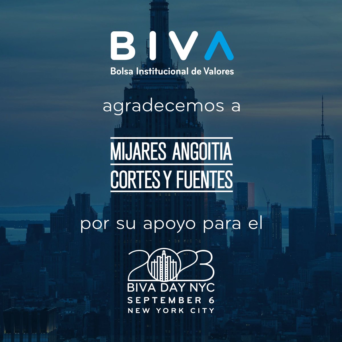 BIVAMX's tweet photo. Agradecemos a Mijares, Angoitia, Cortés y Fuentes SC por su apoyo en la realización del #BIVADay 2023. https://t.co/eo5v6nfH9M