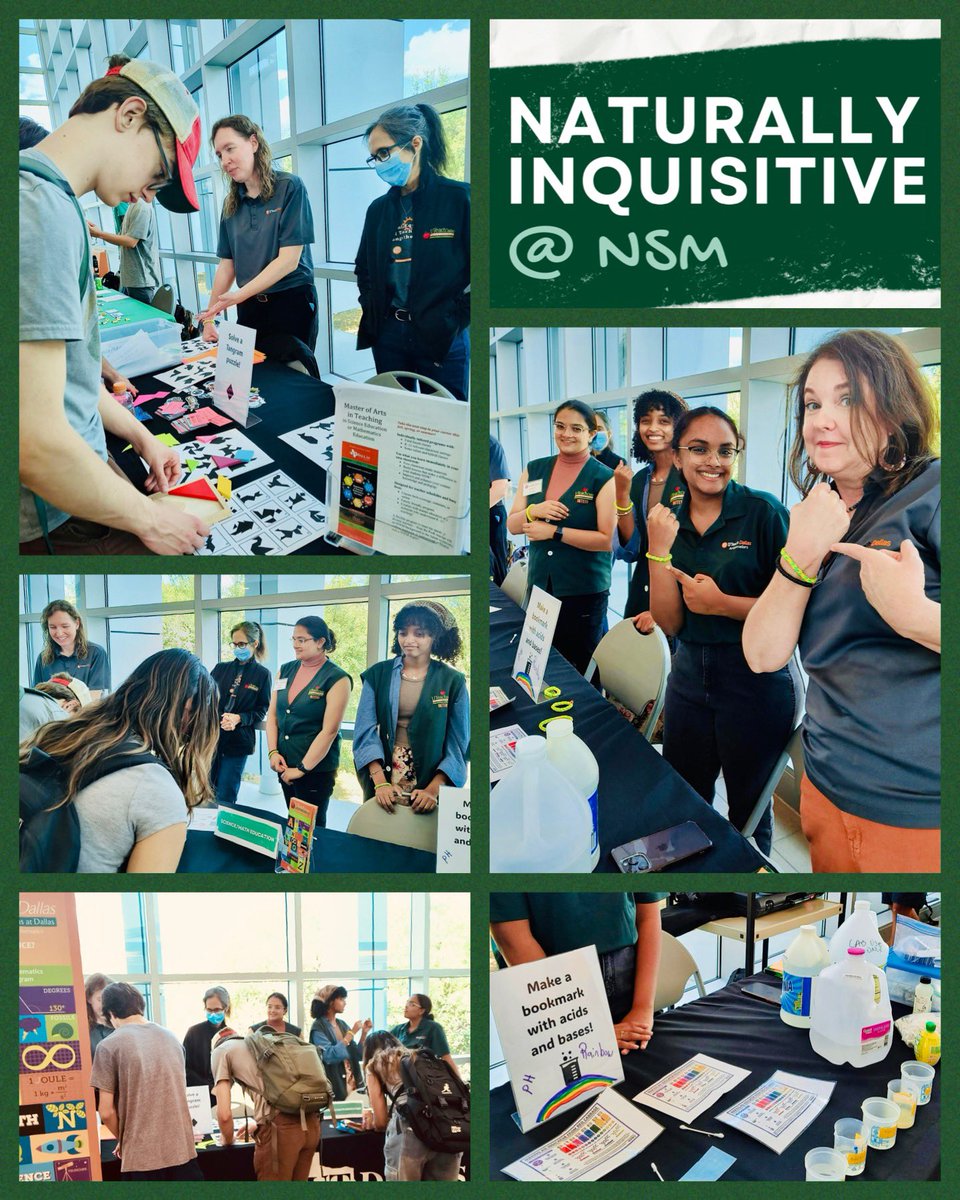 UTeachDallas's tweet photo. Hope you were able to join us yesterday at the WoW NSM Naturally Inquisitive event. We had fun with Tangrams and create your own Ph water color paper bookmarks.
#stemeducation #preserviceteacher #utd
#welcomeweeks
@utdscience @utdsme https://t.co/HIktvqrBsR