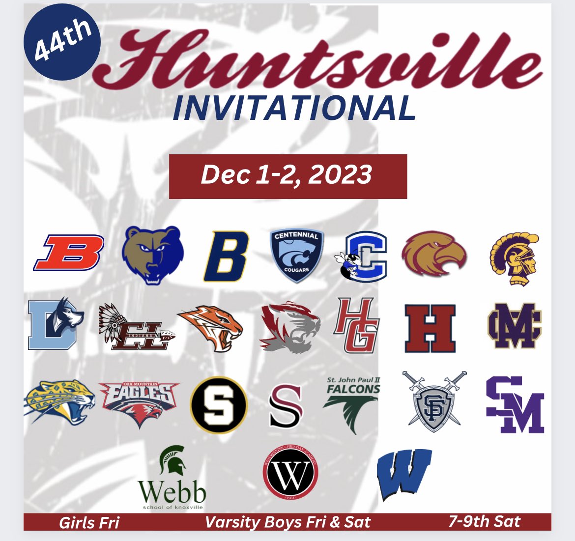 The 2023 Huntsville Inv is FULL! Great mix of GA, TN &amp; AL, small / big schools, and some top individuals in the SE. #theHSV #GBR #pantherway🐾 <a href="/SeWrestle/">SEWrestle</a>