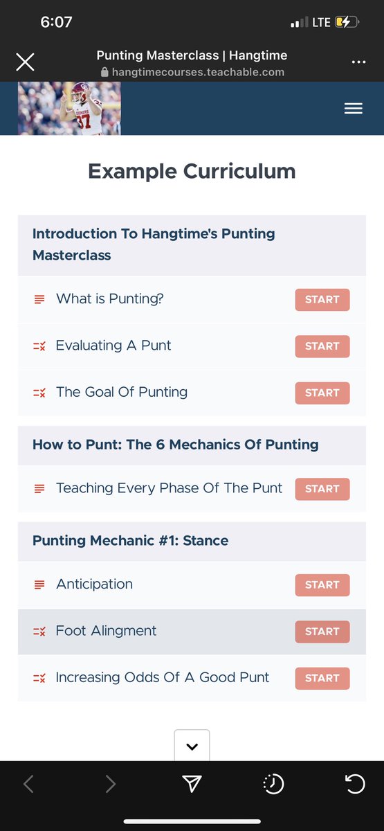 I’m excited to announce that I created an online punting course to teach aspiring punters everything there is know about how to punt a football! I created the course with text, images, and video (over 30 videos) to logically breakdown how to punt. Link in my bio!