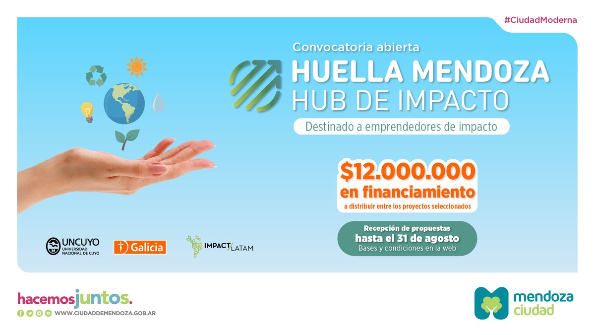 ColaborativoNET's tweet image. La @ciudaddemendoza recibirá a startups de #impacto de todo el mundo para financiar y validar sus modelos de negocios #EconomíaCircular #AguaySaneamiento  #MovilidadSostenible #Salud #Educación 

buff.ly/3EhKFEv