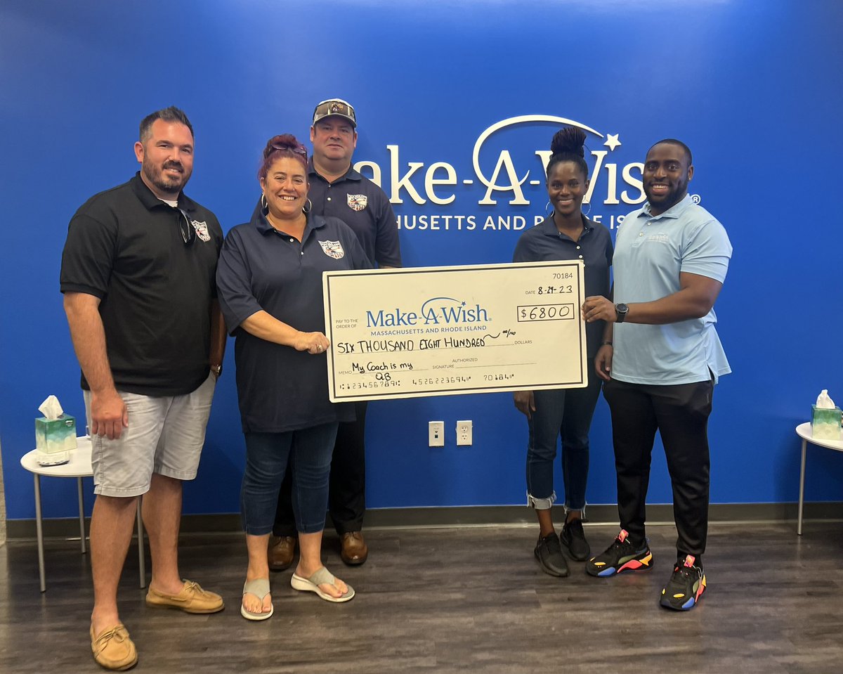 NewEnglandFlag's tweet photo. Excited to be able to give back to one of our favorite causes @MakeAWish Had a great fundraising tournament this summer hoping to double this donation in 2024 💪 Thank you to everyone involved. https://t.co/lFHqPyv72H