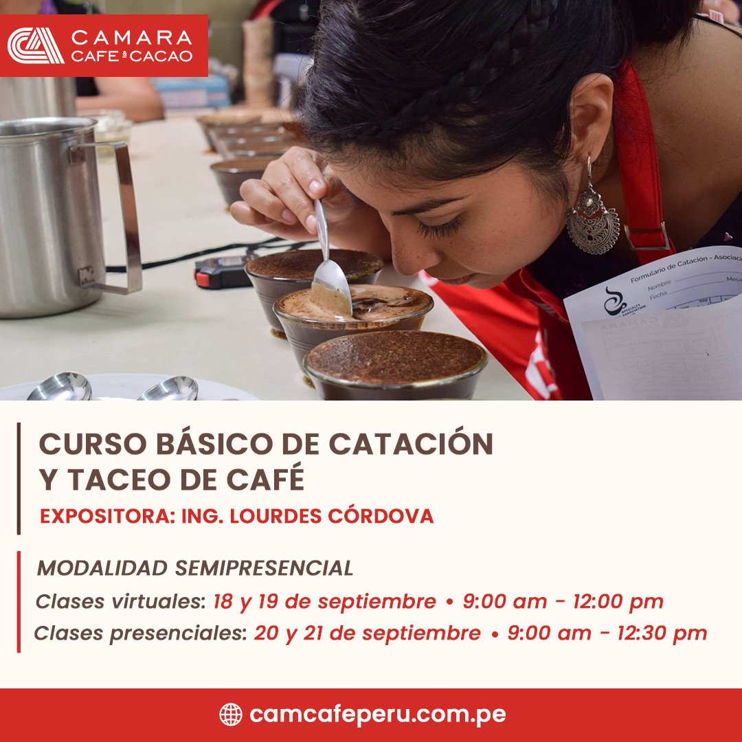 camcafeperu's tweet photo. 📣 ¡No dejes pasar esta oportunidad! Inscríbete en el Curso Básico de Catación y Taceo de Café y aprende junto a los mejores 😎

📍 Formulario de inscripción y programa: https://t.co/VPmcvxgsWS

💻 Modalidad: Semipresencial
📌 Dictado por: Ing. Lourdes Córdova https://t.co/TdwtygjfB3