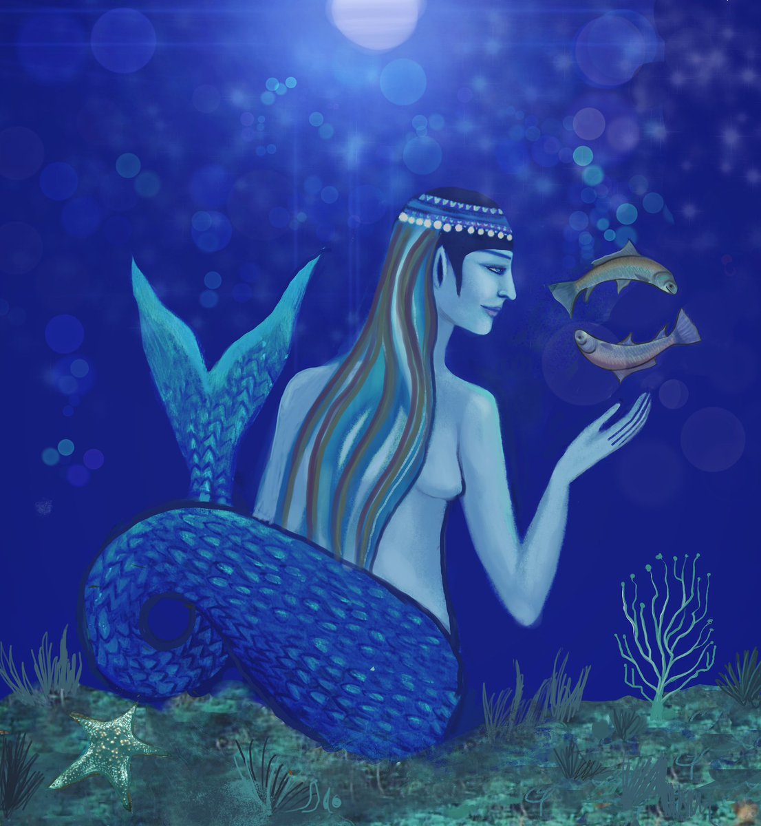 jaji817's tweet image. 7 degree Pisces Full Moon. Blue Moon. Sun in Virgo. 
Immerse yourself in surrender, dissolving the mind gives power to release what stands in the way of compassion and unconditional loving flow.  #jessicaleighhenryart #7degrees #pisces #fullmoon #bluemoon