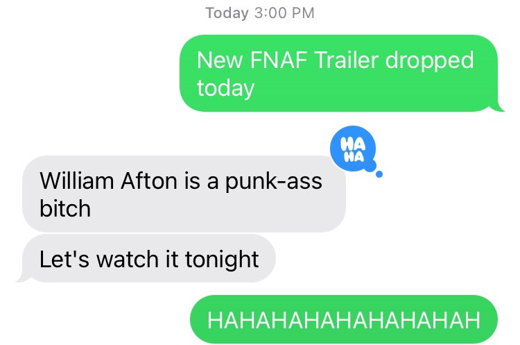 themenguin's tweet photo. Actual conversations with my roommate @Kiaxet 

#FNAF #FNAFMovie https://t.co/piUSan15f0