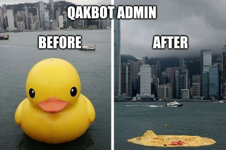 SASSnRaaS's tweet photo. Get popped, Qakbot admin really giving off small duck energy, time for them to duck off
#CyberAttack #CyberSecurity #infosec #drama #qakbot #getducked #ransomware #wackbot #getpopped https://t.co/uTZsDaYWbR