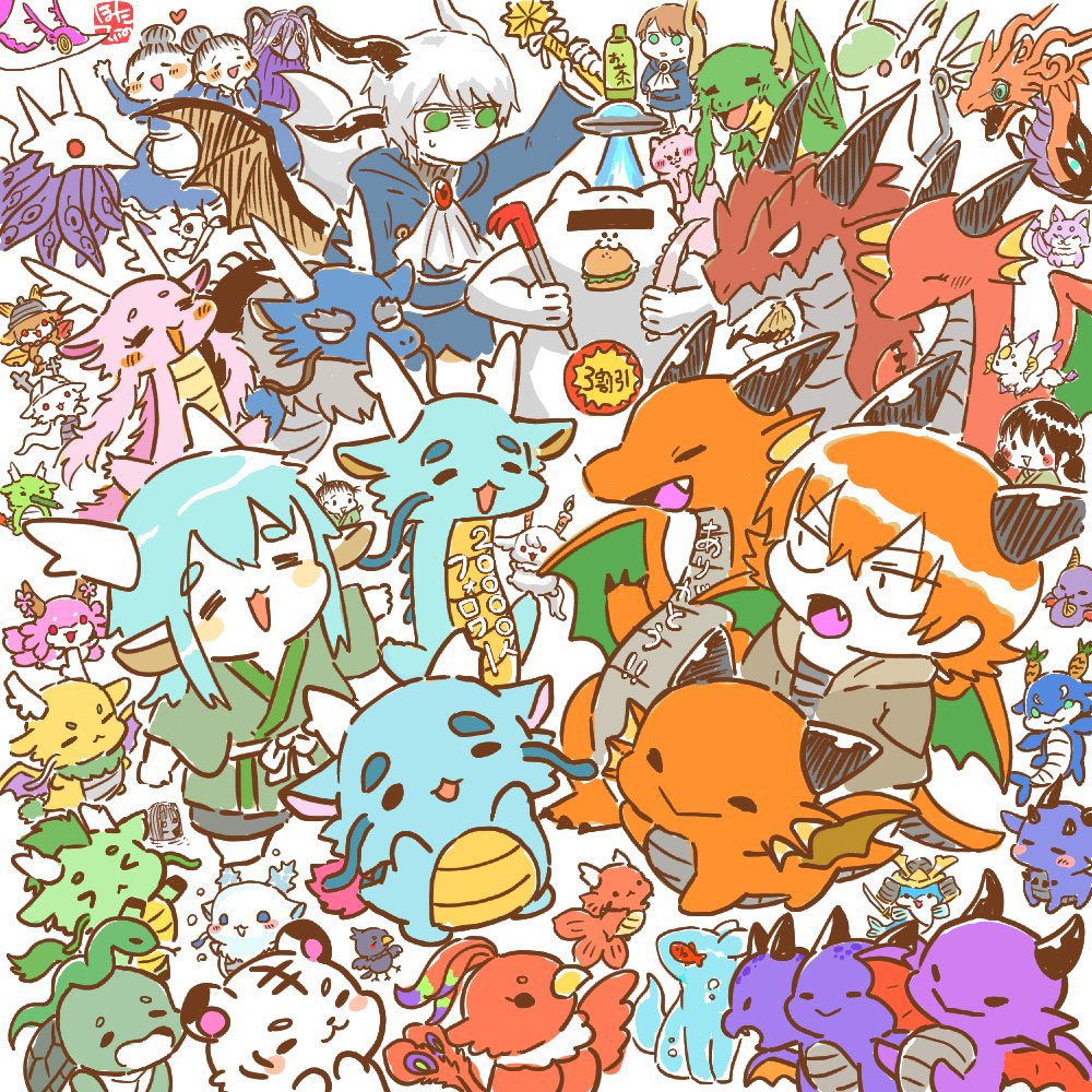 「ありがとうございます。フォロワー10000人記念の時に描いた絵と、20000人記」|ほたてぃーの@グッズ通販受付中のイラスト