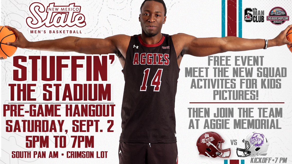 Saturdays are for the 𝘼𝙂𝙂𝙄𝙀𝙎

Join us this Saturday from 5-7PM in the South Pan Am lot prior to the <a href="/NMStateFootball/">New Mexico State Football</a> game. 

We'll have activities for fans and it will be your chance to meet our new roster and staff‼️

#AggieUp
