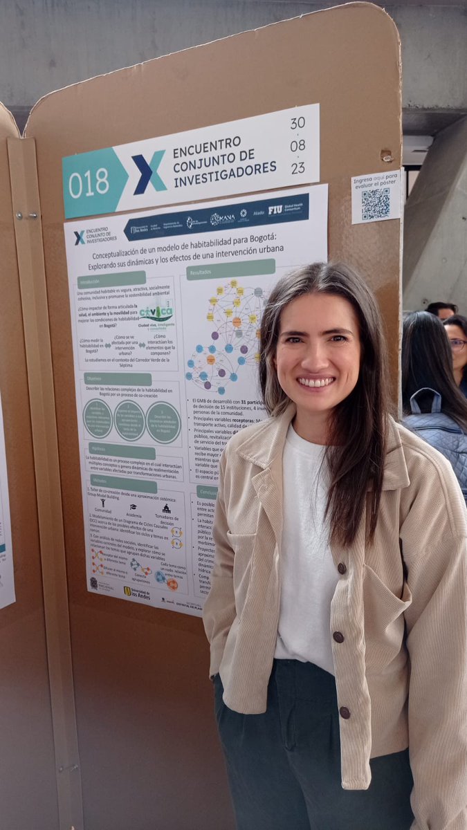 EpiAndes's tweet photo. Nuestra estudiante doctoral @marthama_b hoy presentó los resultados de la Conceptualización de un modelo de habitabilidad para Bogotá en el X Encuentro Conjunto de Investigadores @MediUniandes @GrupoSUR_UAndes @FSFB_Salud Muchas felicidades!! https://t.co/vVGtQiYRFG