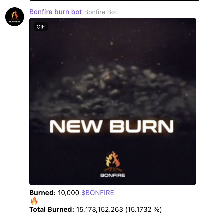 bonfireerc's tweet photo. Track burns LIVE with our BURN BOT in our TG!

#BONFIRE #ETH #BTC #ETHEREUM #BITCOIN #SHIB #DOGE #PEPE #SHIA #CNDR 

TG: https://t.co/AjEE0N7jQM https://t.co/NZwlTBfxQs