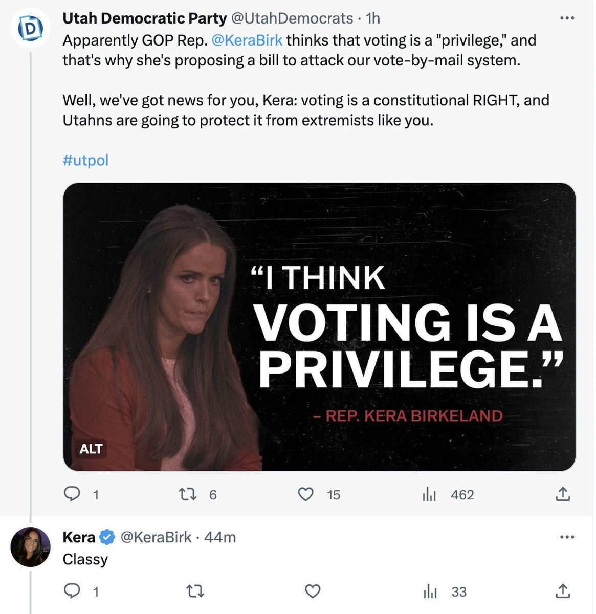 NateForUtah's tweet photo. Republicans like @kerabirk (who blocked me ages ago) want all the power vested in them by a supermajority with none of the requisite accountability. https://t.co/gxNWhYopYY