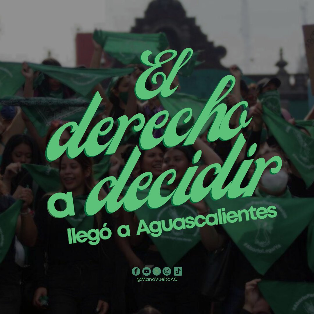 💚 ¡Ya somos 12! 💚 

Históricamente, #Aguascalientes se convierte en el segundo estado que despenaliza el derecho a decidir mediante una emisión judicial de la @SCJN 

#PorElDerechoADecidir