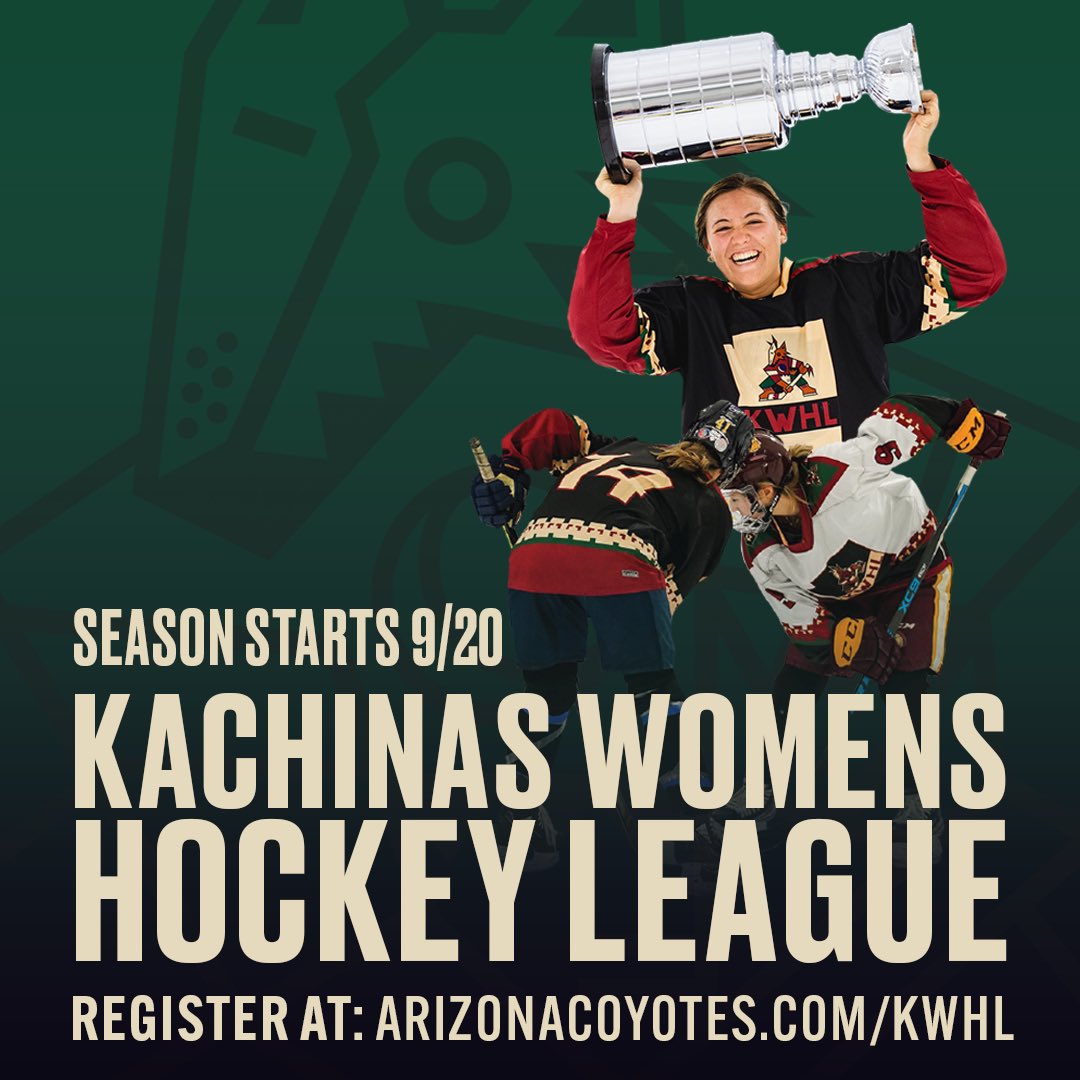 It's almost time to start season 7 of the KWHL! The Kachinas Women's Hockey League is a female only league for every skill level. 

Sign up today to secure your spot at arizonacoyotes.com/kwhl